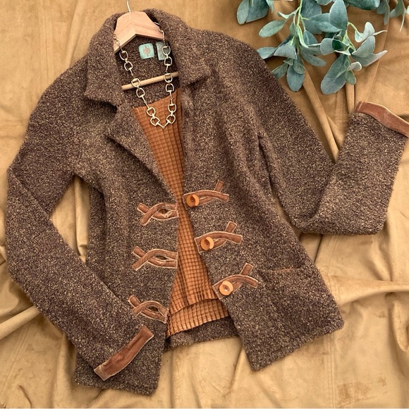 Jackets & Blazers - HWR (Anthropologie) Sweater Jacket Velvet Details